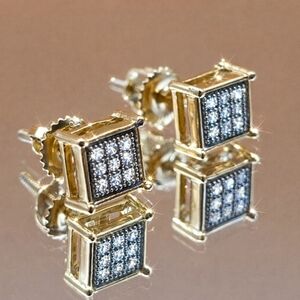 Men’s Diamond Stud Earrings 14K Gold Over Sterling 0.10 CTW